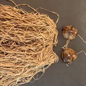 Grass skirt & coconut bra costume.
